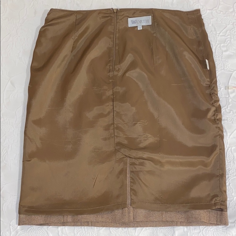 Worth 100% Wool Tan Skirt Size 14 - Picture 9 of 10